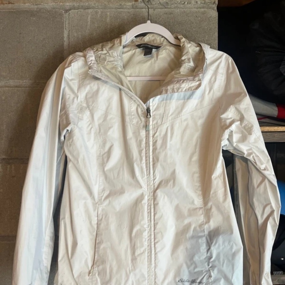 Eddie Bauer Women's White Hooded Lightweight Utility Jacket